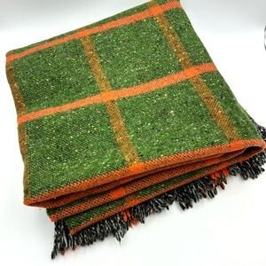 Pure Merino Wool Plaid Throw Blanket